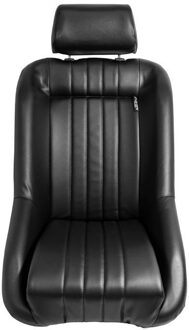 Sportstoel 'Classic' - Zwart Kunstleder - Vaste rugleuning + Hoofdsteun - incl. sledes