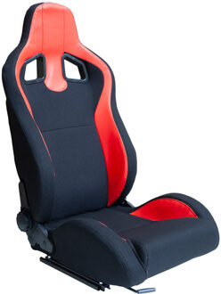 Sportstoel 'MR' - Zwart Kunstleder + Rood Pine textiel - Dubbelzijdig verstelbare rugleuni SS75PZR