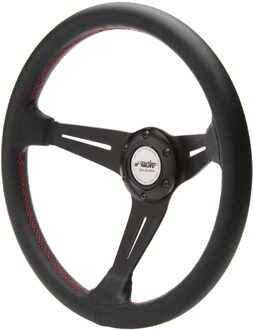 Sportstuur Class 350mm - Zwart Leder + Rode stiksels (Deep Dish - 60mm)