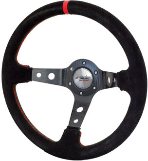 Sportstuur Pit Lane 350mm - Zwart Alcantara + Rode stiksels (Deep Dish - 95mm)