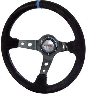Sportstuur Shakedown 350mm - Zwart Alcantara + Blauwe stiksels (Deep Dish - 95mm)