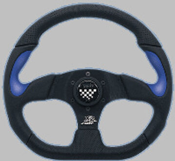 Sportstuur X2 Poly/Pelle 'Formula' 330mm - Zwart/Blauw