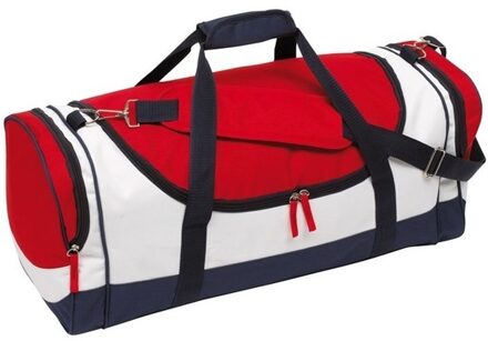 Sporttas met ritsen 45 liter blauw/rood/wit - Sporttassen Multikleur