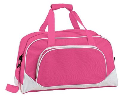 Sporttas of vrije tijd tas - fuchsia roze - 42 x 24 x 20 cm - 2 vakken - draagband