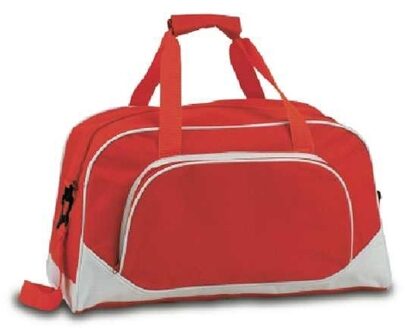Sporttas of vrije tijd tas - rood - 42 x 24 x 20 cm - 2 vakken - draagband