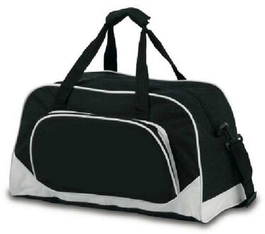 Sporttas of vrije tijd tas - zwart - 42 x 24 x 20 cm - 2 vakken - draagband