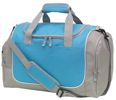 Sporttas/reistas met schoenenvak - 38 liter - grijs/lichtblauw - 48 x 30 x 27 cm - Weekendtas
