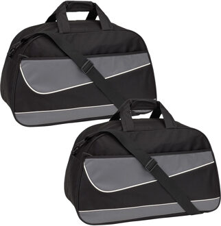 Sporttas/weekendtas - 2x - grijs/zwart - 55 x 32 x 28 cm - 50 liter - Fitness/Vrije tijd tassen