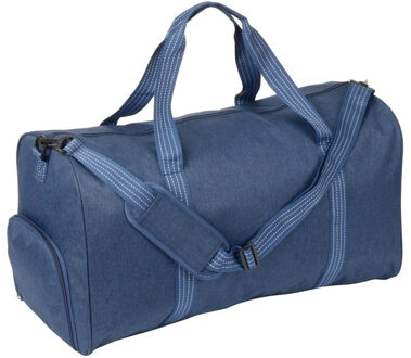 Sporttas/weekendtas met schoenenvak - blauw - 60 x 32 cm - 50 liter - Sporttassen