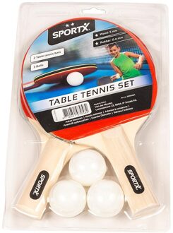 SportX 2x Tafeltennis batjes sport set met 3 ballen - Ping Pong spelen op kantoor of thuis