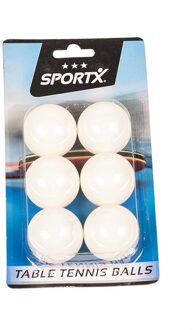 SportX 6x stuks Tafeltennis ballen / tafeltennis balletjes - Tafeltennisballen Wit