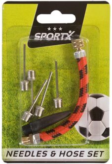 SportX accessoire set, met 4 naalden, verloopstukje en slang. Wordt geleverd op blisterkaart.