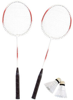 SportX Badminton set rood/wit met 2 shuttles en opbergtas