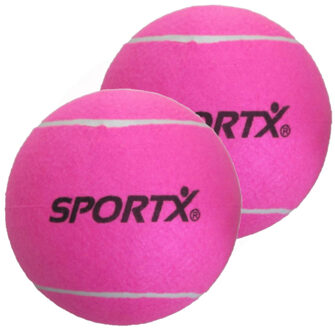 Sportx Jumbo Tennisbal - 3x - XXL - roze - 22 cm - buiten spelen - speelgoed