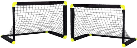 SportX Set van 2x stuks voetbal goals/voetbaldoeltjes 90 x 59 x 61 cm - Voetbaldoel Multikleur