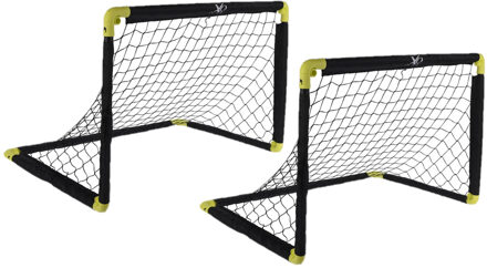 SportX Set van 2x stuks voetbalgoals/voetbaldoelen uitklapbaar 90 x 59 cm - Voetbaldoel Zwart