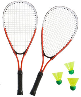 SportX Sterke badminton set rood/wit met 3 shuttles en opbergtas