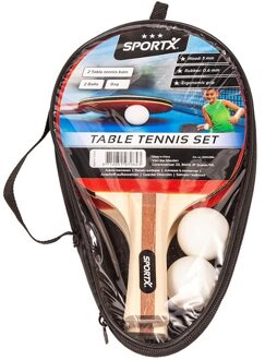 SportX Tafeltennis batjes Ping Pong set met 2 ballen - Tafeltennisset