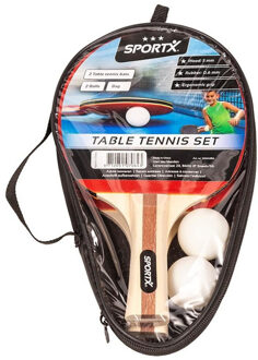 SportX Tafeltennis batjes Ping Pong set met 2 ballen