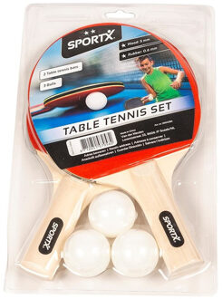 SportX Tafeltennis batjes Ping Pong set met 3 ballen
