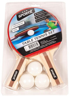 SportX Tafeltennis batjes Ping Pong set met 3 ballen