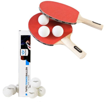 SportX Tafeltennis setje van 2 batjes en 9x tafeltennisballetjes - Tafeltennisset Multikleur