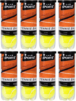 SportX Tennisballen - 24x - geel - rubber/katoen - in koker - standaard formaat - buitenspeelgoed