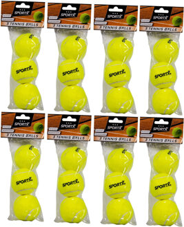 SportX Tennisballen - 24x - geel - rubber/katoen - standaard formaat - buitenspeelgoed