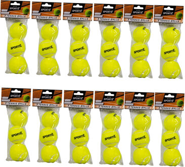 SportX Tennisballen - 36x - geel - rubber/katoen - standaard formaat - buitenspeelgoed