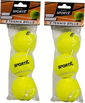 SportX Tennisballen - 6x - geel - rubber/katoen - standaard formaat - buitenspeelgoed