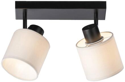 Spot 2-lichts Amani - Zwart/off-white - E27 - Metaal - Beige#Zwart - 30x15x15 Cm