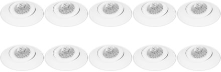 Spot Armatuur 10 Pack - Pragmi Nivas Pro - GU10 Inbouwspot - Rond - Wit - Aluminium - Trimless - Kantelbaar - Ø150mm