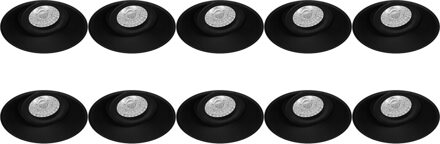 Spot Armatuur 10 Pack - Pragmi Nivas Pro - GU10 Inbouwspot - Rond - Zwart - Aluminium - Trimless - Kantelbaar - Ø150mm