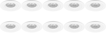 Spot Armatuur 10 Pack - Pragmi Rodos Pro - GU10 Inbouwspot - Rond - Wit - Aluminium - Ø93mm