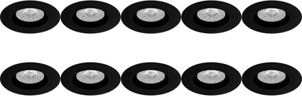 Spot Armatuur 10 Pack - Pragmi Rodos Pro - GU10 Inbouwspot - Rond - Zwart - Aluminium - Ø93mm