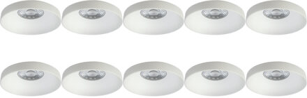 Spot Armatuur 10 Pack - Pragmi Vrito Pro - GU10 Inbouwspot - Rond - Wit - Aluminium - Ø82mm