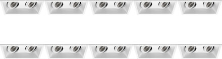 Spot Armatuur 10 Pack - Pragmi Zano Pro - GU10 Inbouwspot - Rechthoek Dubbel - Wit - Aluminium - Kantelbaar - 185x93mm