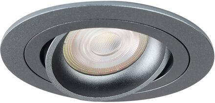 Spot Armatuur GU10 - Pragmi Alpin Pro - GU10 Inbouwspot - Rond - Gunmetal - Aluminium - Kantelbaar - Ø92mm