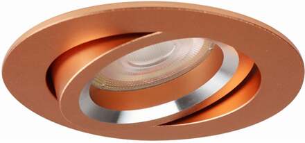 Spot Armatuur GU10 - Pragmi Alpin Pro - GU10 Inbouwspot - Rond - Koper - Aluminium - Kantelbaar - Ø82mm