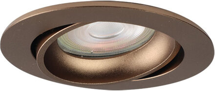 Spot Armatuur GU10 - Pragmi Apex Pro - GU10 Inbouwspot - Rond - Brons - Aluminium - Kantelbaar - Ø82mm