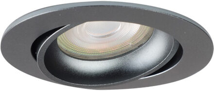 Spot Armatuur GU10 - Pragmi Apex Pro - GU10 Inbouwspot - Rond - Gunmetal - Aluminium - Kantelbaar - Ø82mm
