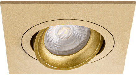 Spot Armatuur GU10 - Pragmi Borny Pro - GU10 Inbouwspot - Vierkant - Goud - Aluminium - Kantelbaar - 92mm Goudkleurig