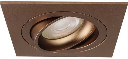 Spot Armatuur GU10 - Pragmi Boxy Pro - GU10 Inbouwspot - Vierkant - Brons - Kantelbaar - 92mm