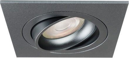 Spot Armatuur GU10 - Pragmi Boxy Pro - GU10 Inbouwspot - Vierkant - Gunmetal - Kantelbaar - 92mm