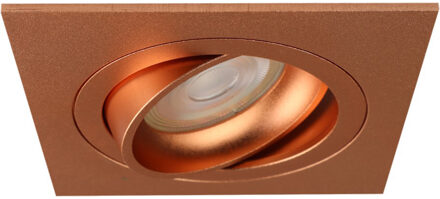 Spot Armatuur GU10 - Pragmi Boxy Pro - GU10 Inbouwspot - Vierkant - Koper - Kantelbaar - 92mm