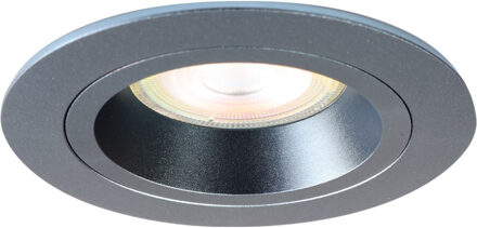 Spot Armatuur GU10 - Pragmi Crown Pro - GU10 Inbouwspot - Rond - Gunmetal - Aluminium - Ø93mm