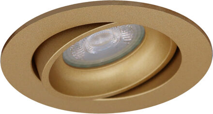 Spot Armatuur GU10 - Pragmi Delton Pro - GU10 Inbouwspot - Rond - Goud - Aluminium - Kantelbaar - Ø82mm Goudkleurig