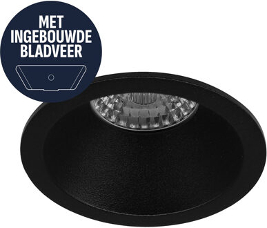 Spot Armatuur GU10 - Pragmi Grid - GU10 Inbouwspot met Bladveren - Rond - Verdiept Zwart - Aluminium - Ø82mm