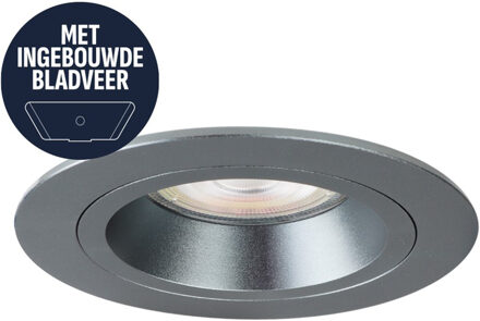 Spot Armatuur GU10 - Pragmi Motion - GU10 Inbouwspot met Bladveren - Rond - Gunmetal - Aluminium - Ø93mm