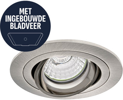 Spot Armatuur GU10 - Pragmi Motion - GU10 Inbouwspot met Bladveren - Rond - Kantelbaar - Nikkel - Aluminium - Ø92mm